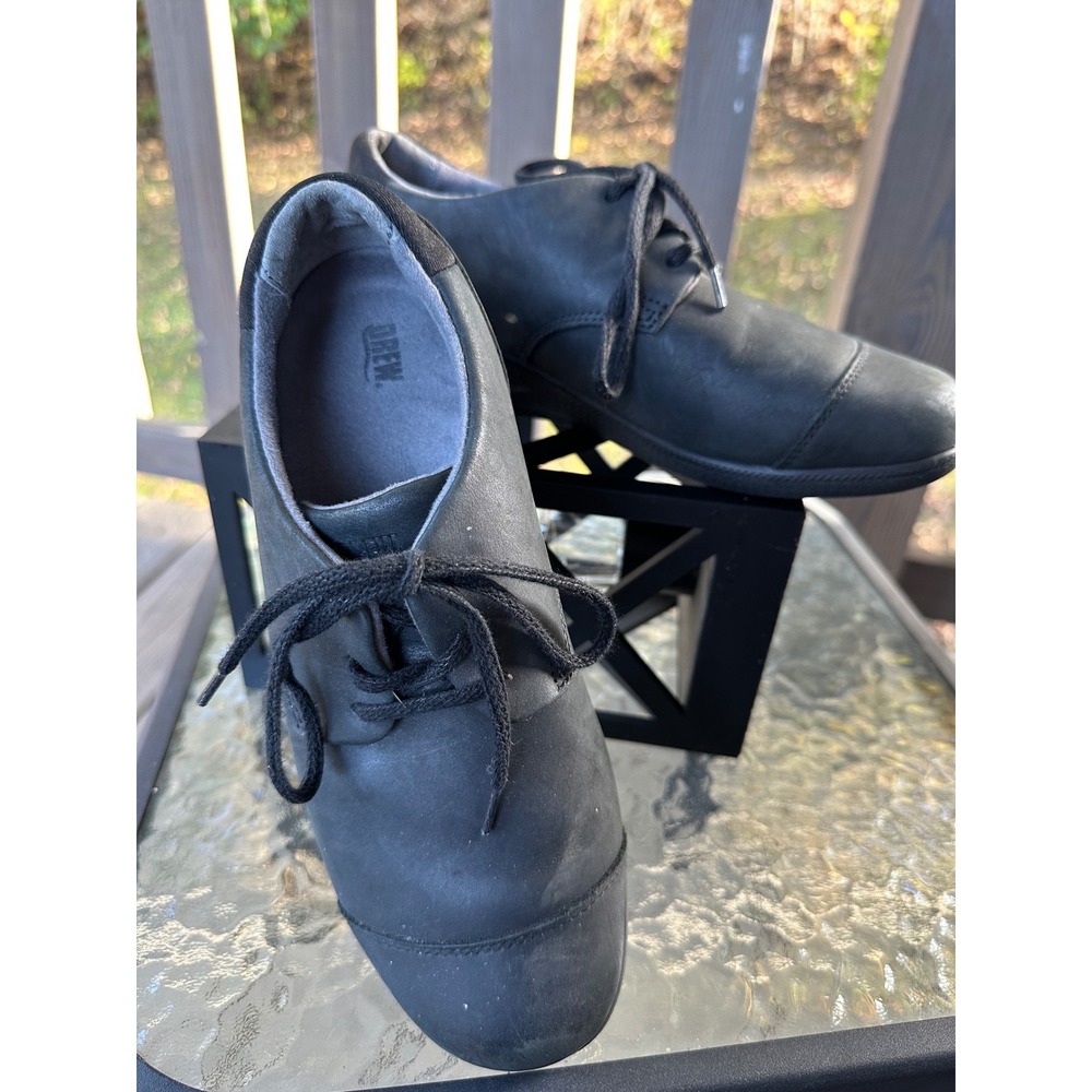 Drew‎ Jemma Black Leather Lace Up Comfort Ortho Shoes Women's Size 7M